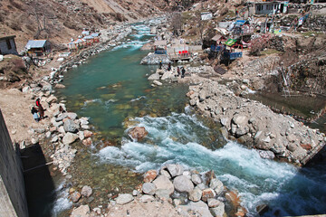 Sticker - The river of Kalam valley in Himalayas, Pakistan