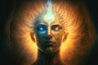 © Align - understanding the spiritual power of human head with bright light generative ai