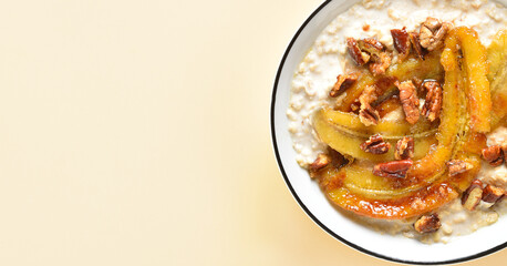 Wall Mural - Caramelized banana oatmeal bowl