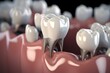 Dental crown placement 3D illustration. Generative AI