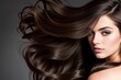 © inspiretta - Brunette woman with shiny healthy long hair, generative ai image