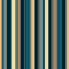 Wall Mural - Vertical stripes vector seamless pattern. Simple texture in trendy colors, gold, teal, black, beige. Abstract striped background with parallel lines. Elegant fashion design for decor, textile, fabric