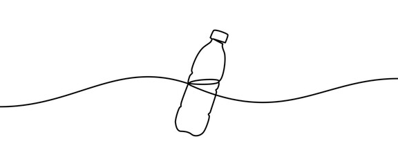 Wall Mural - Water Bottle drawing by continuos line, thin line design vector illustration