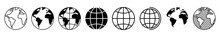Set Of Earth Planet Line Shapes, Thin Line Design Vector Illustration