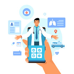 Wall Mural - Doctor online service on internet