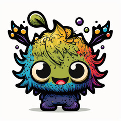  Cute and colorful doodle monster. AI generated.