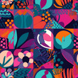 © Laura - Seamless abstract floral designs that incorporate geometric shapes  and patterns and bold color palettes. Use for backgrounds, packaging design, or web design.