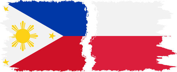 Poland and Philippines grunge flags connection vector