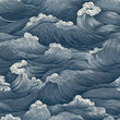 Seamless and repeatable Wave pattern vintage style, texture background use as wallpaper