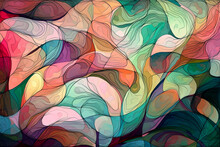 Full Frame Generative AI Illustration With Bright Colorful Curvy Psychedelic Ornament As Abstract Background