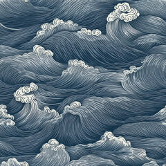 seamless and repeatable wave pattern vintage style, texture background use as wallpaper