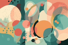Abstract Generative AI Illustration Of Fantasy Nature Made With Pastel Colored Circles As Background
