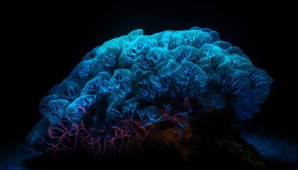 Wall Mural - Bright Neon Deep Sea Coral with High Detail, Generative AI