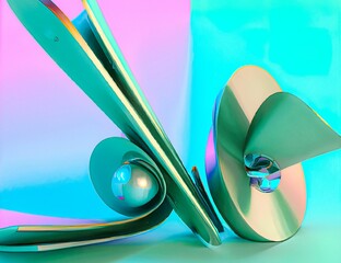 3d rendering of different abstract shiny objects.