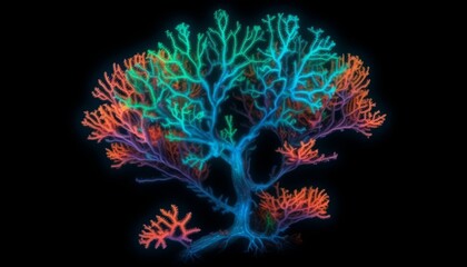 Sticker - Bright Neon Deep Sea Coral with High Detail, Generative AI