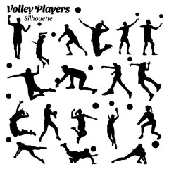 Wall Mural - volley player silhouette vector illustration set.