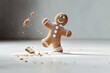 © Mihai Zaharia - Freshly baked gingerbread man dancing happily. Christmas and winter holidays illustration. Generative AI