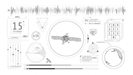 Wall Mural - animation of infographics about receiving satellite data on alpha channel.