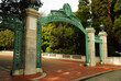 The historic Sather Gates marks the entrance to the campus of the University of California Berkeley on Sproul Plaza