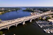 Aerial view of Seekonk river surrounded by buildings