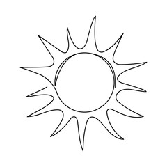 Wall Mural - sun continuous one line icon. summer sun contour line sign. vector illustration isolated on white.