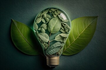 Wall Mural - concept of renewable energy, eco friendly light bulb,  generative ai