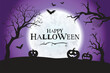 Happy Halloween Spooky Purple Night Scene Horizontal Background 1