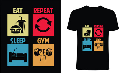 Wall Mural - gym t-shirt design. eat sleep gym repeat t-shirt design. gym retro t shirt design. gymnestic t shirt