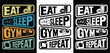 eat sleep gym repeat typography t-shirt design, gym t-shirt design, eat sleep repeat