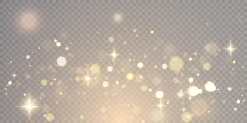 Wall Mural - Light effect with lots of glittery highlights shining on transparent background for christmas new year design. And illustrations.