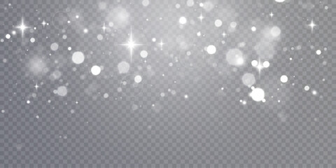 Wall Mural - Light effect with lots of glittery highlights shining on transparent background for christmas new year design. And illustrations.