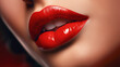 Digital illustration of red lips. Makeup design. Al generated