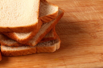 Wall Mural - fresh sliced bread isolated,top view,selective focus