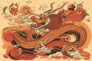 traditional dragon illustration, ai generative