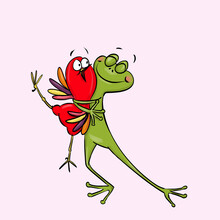A Frog Giving A Bird A Big Hug.