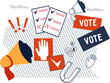 Online voting and elections, public referendum banner template. Online poll and political voting, opinion poll banner or poster backdrop.