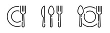 Silverware Silhouettes. Cutlery Vector Icons. Fork, Spoon And Knife Vector Icons. 