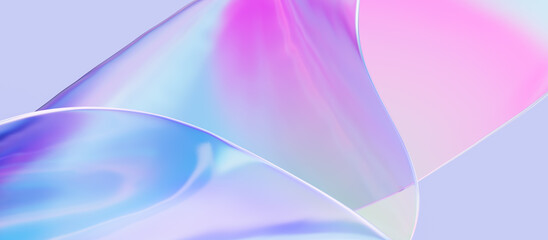 3d liquid glass multicolored gradient abstract background. 3d rendering holographic spectrum plastic texture material