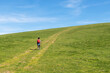 © Néstor MN - Hiker walking along a green hill