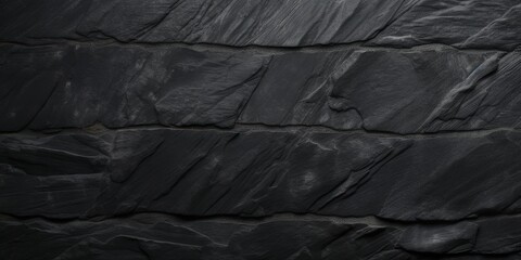 Wall Mural - Abstract dark grey black slate background or texture. Close-up. Dark grey black rock backdrop, generative ai