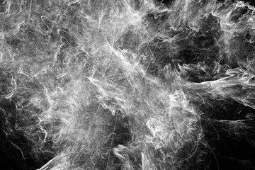 Wall Mural - White pattern of crooked waves and threads on a black background. Abstract fractal 3D rendering