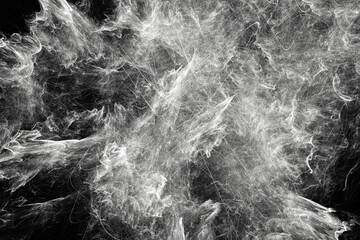 Wall Mural - White pattern of crooked waves and threads on a black background. Abstract fractal 3D rendering
