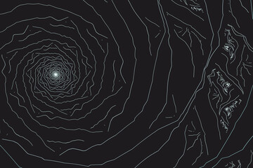 Wall Mural - White swirling pattern of curved lines on a black background. Abstract fractal 3D rendering