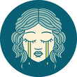 tattoo style icon of female face crying