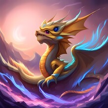AI Generated Photos Of Dragons Eggs,dragons And Fanatasy Dragons Across Campfires 