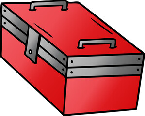 gradient cartoon doodle of a metal tool box