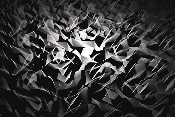 Wall Mural - Gray pattern of curved shapes on a black background. Abstract fractal 3D rendering
