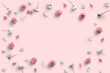 gruppo di fiori di ciliegio sullo sfondo colorato ,con petali  e foglie