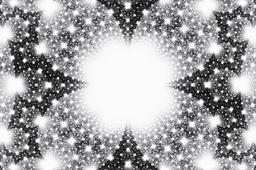 Wall Mural - A white checkered pattern of crooked strokes and shapes on a black background. Abstract fractal 3D rendering