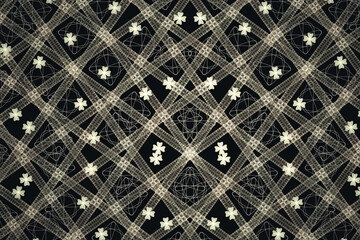 Wall Mural - Yellow crooked pattern on a black background. Abstract fractal 3D rendering